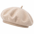 Béret taille unique en textile chiné beige - couvre-chef souple style classique