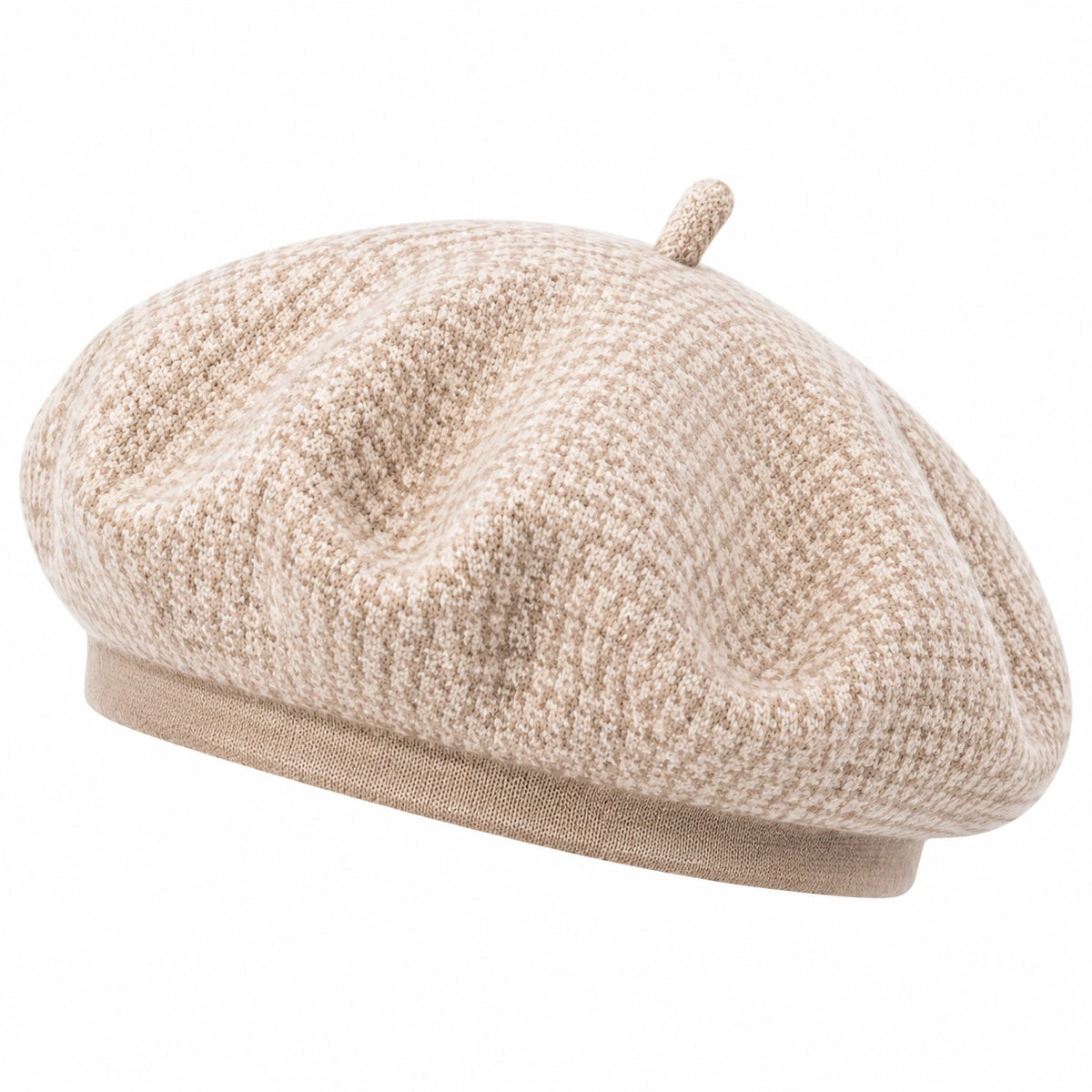 Béret taille unique en textile chiné beige - couvre-chef souple style classique
