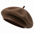 Béret taille unique en tissu brun texturé style classique