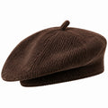Béret taille unique en velours côtelé marron style décontracté