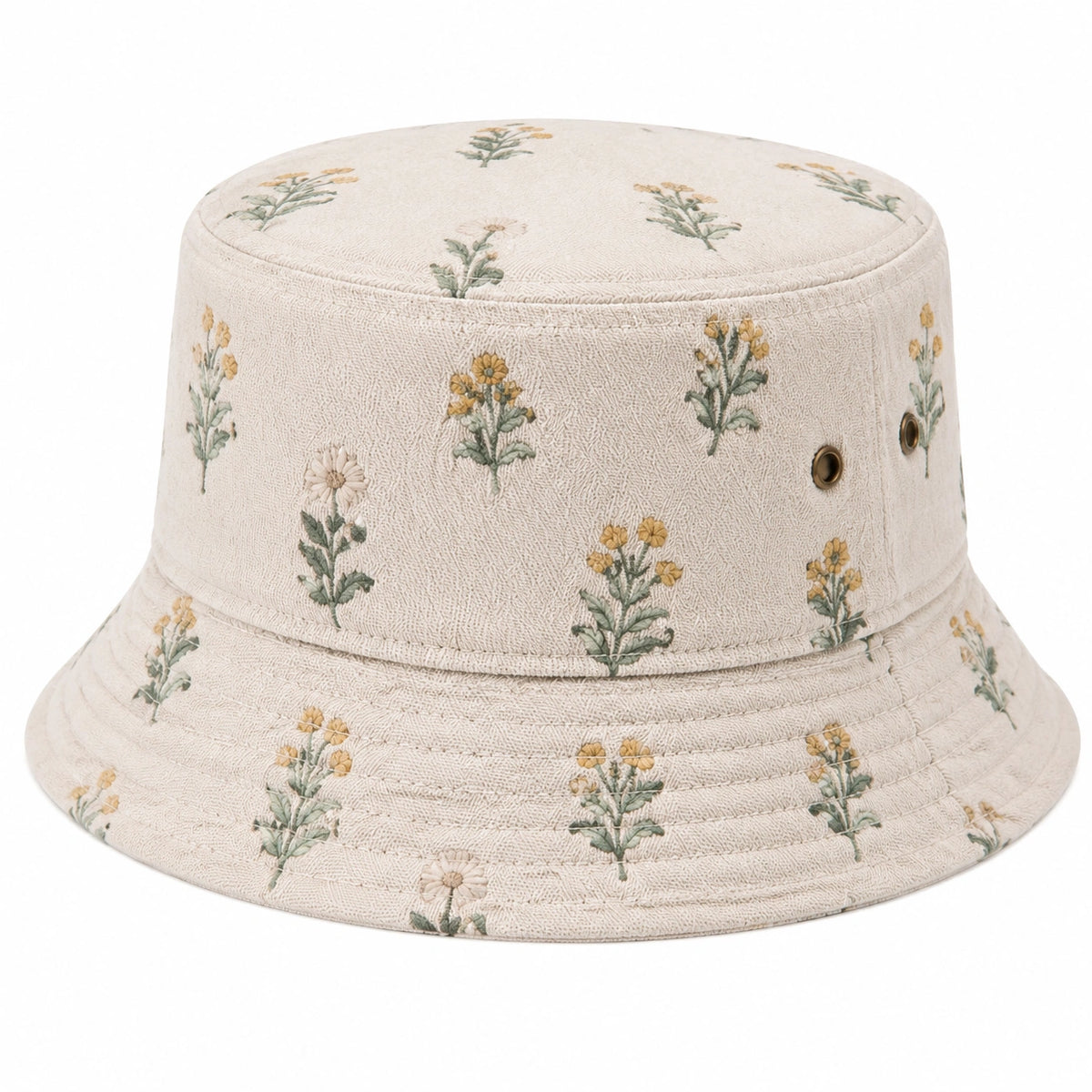 Chapeau bob taille unique en textile beige à fleurs style décontracté
