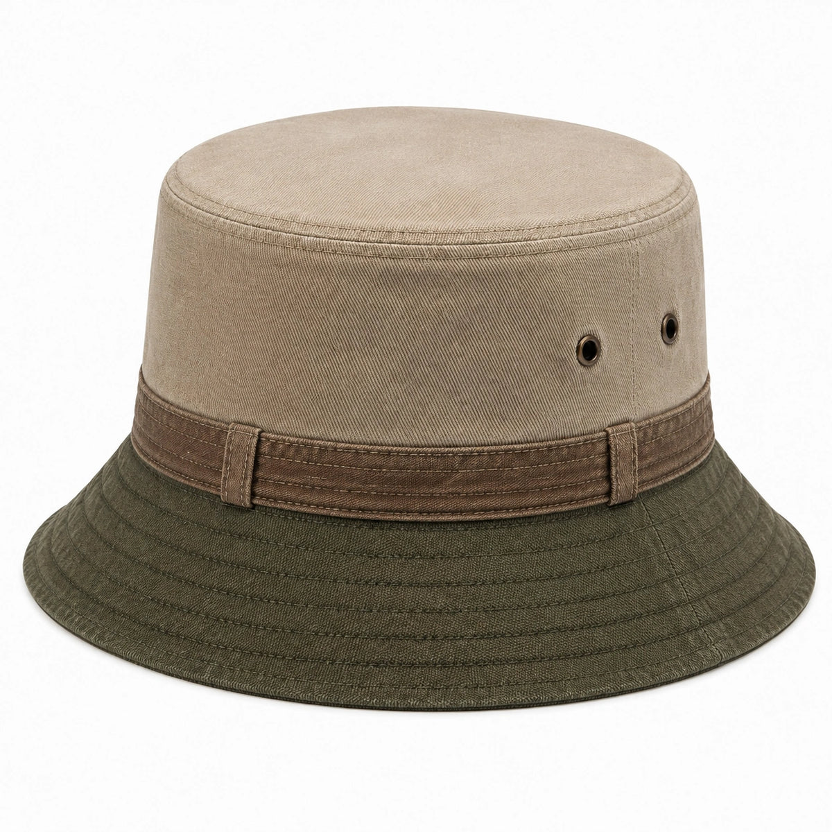 Chapeau bob taille unique en coton beige kaki avec sangle style utilitaire