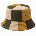 Chapeau bob taille unique en tissu patchwork beige kaki moutarde - style décontracté