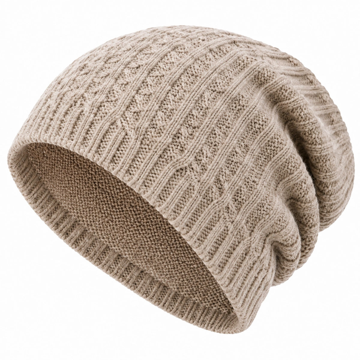 Bonnet taille unique en maille beige style ample côtelé