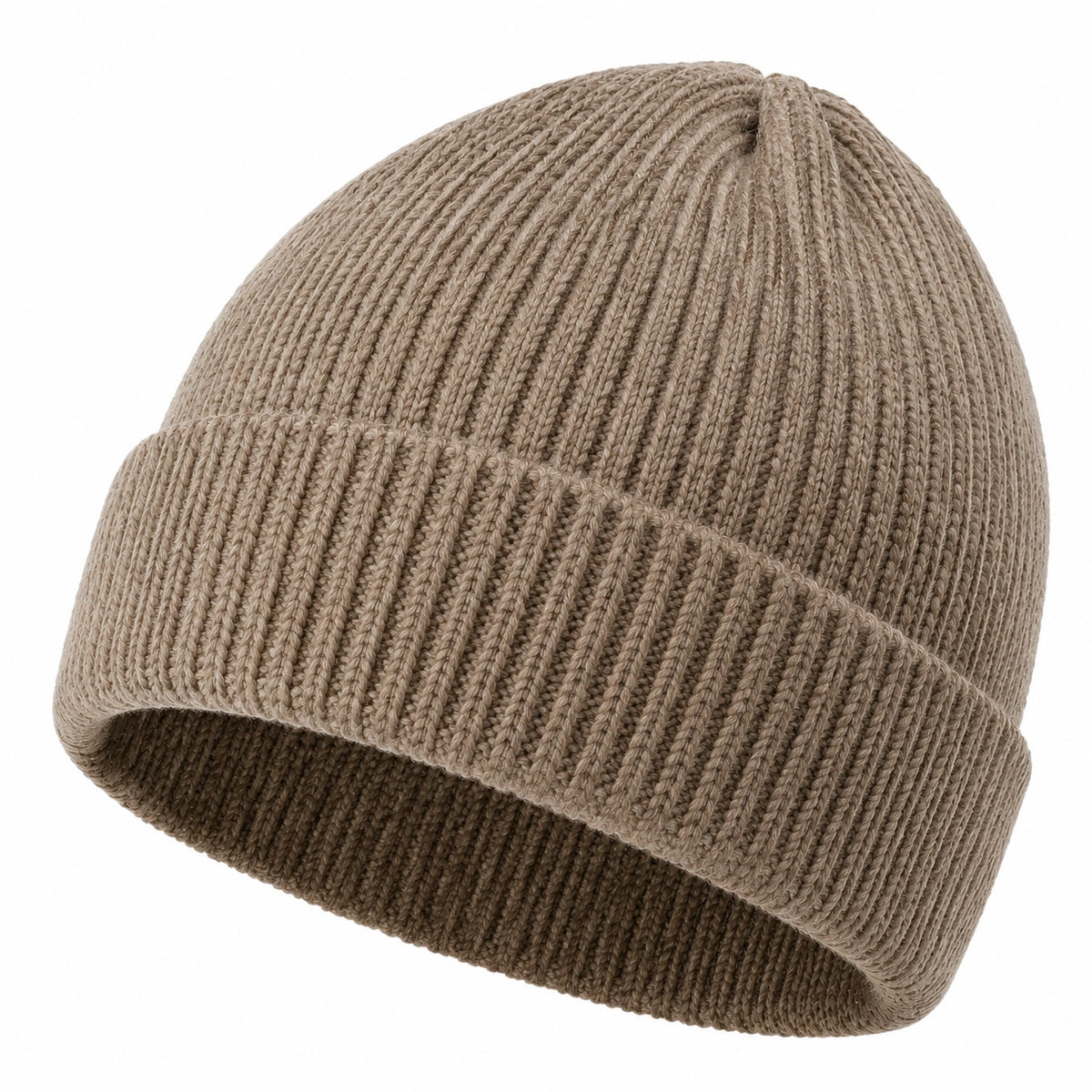Bonnet taille unique en maille beige à revers pour adulte