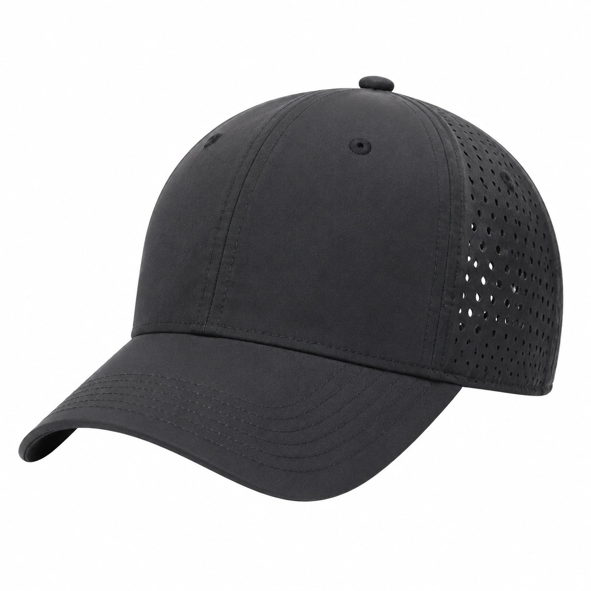 Casquette de baseball taille unique en textile noir perforée respirante