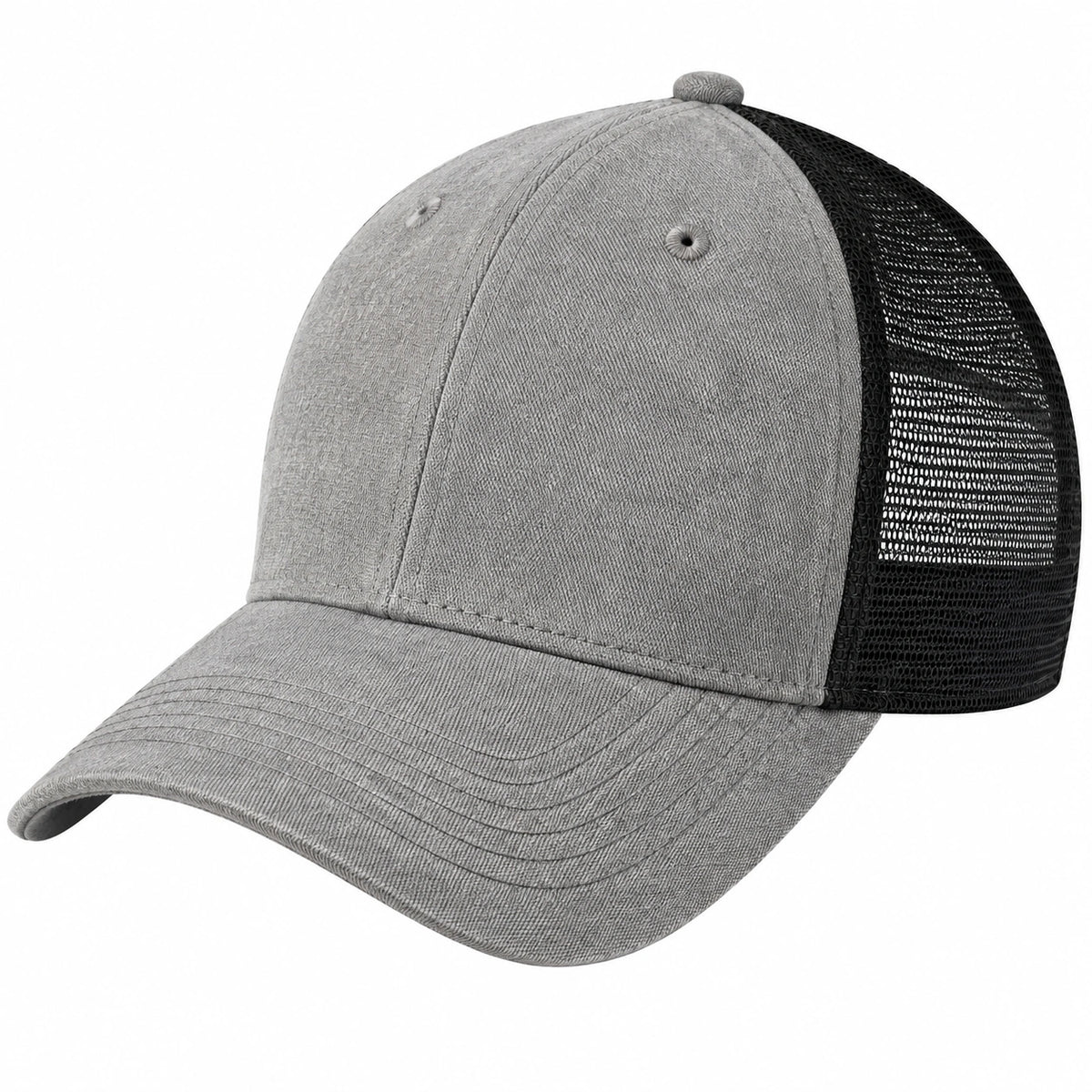 Casquette trucker taille unique gris/noir en tissu et maille respirante - visière courbée