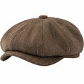 Casquette gavroche taille unique en tissu brun à chevrons avec visière style classique