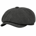 Casquette gavroche taille unique en tissu gris anthracite à chevrons - style classique
