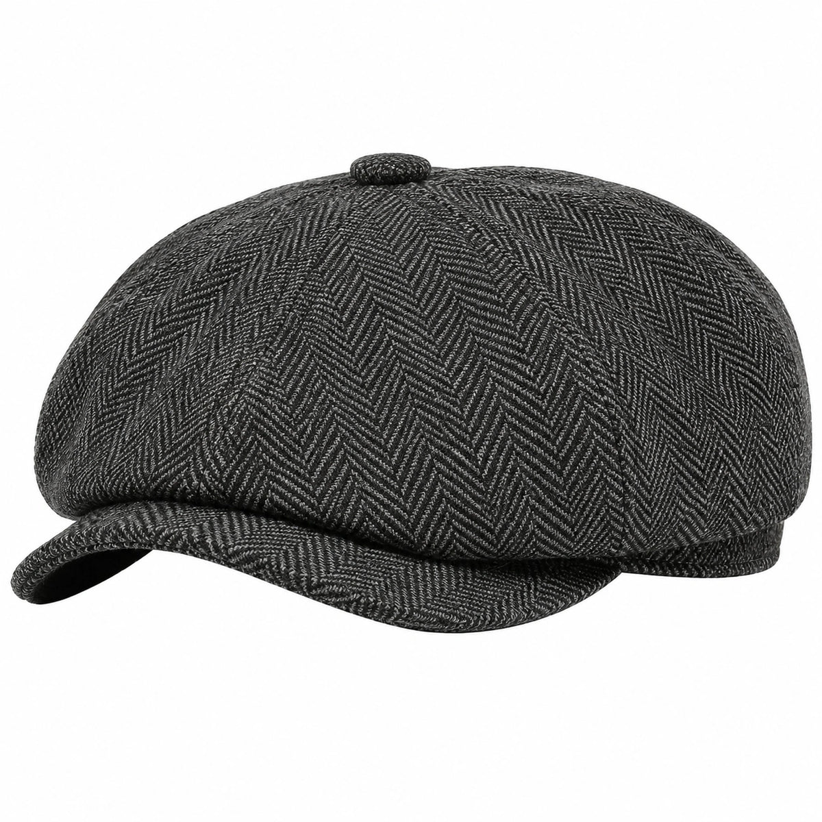 Casquette gavroche taille unique en tissu gris anthracite à chevrons - style classique