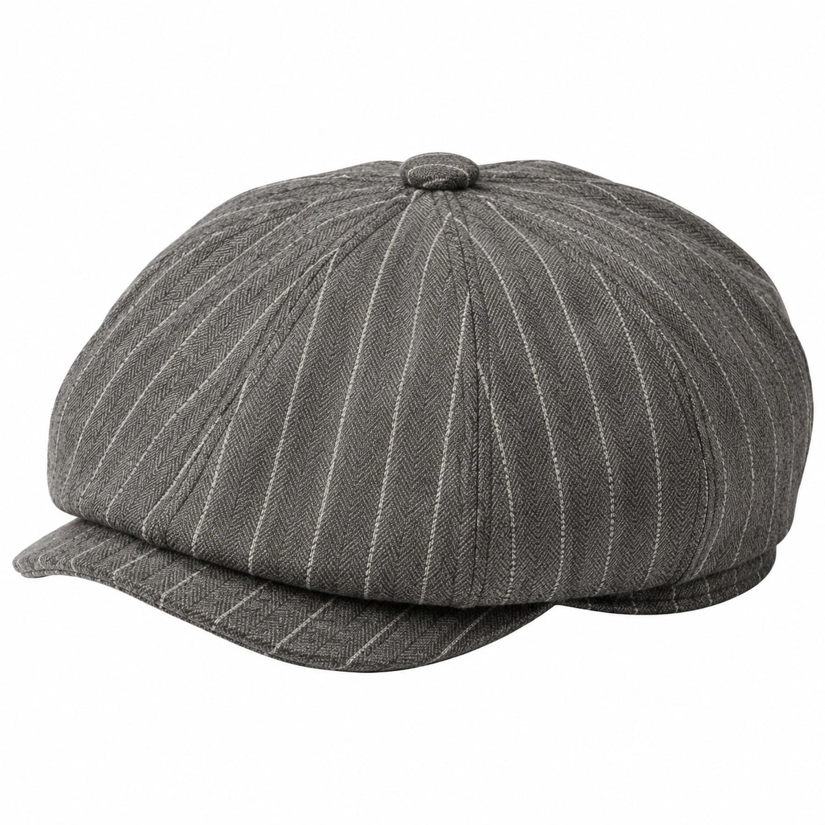 Casquette gavroche taille unique en tissu gris à rayures pour usage quotidien style vintage