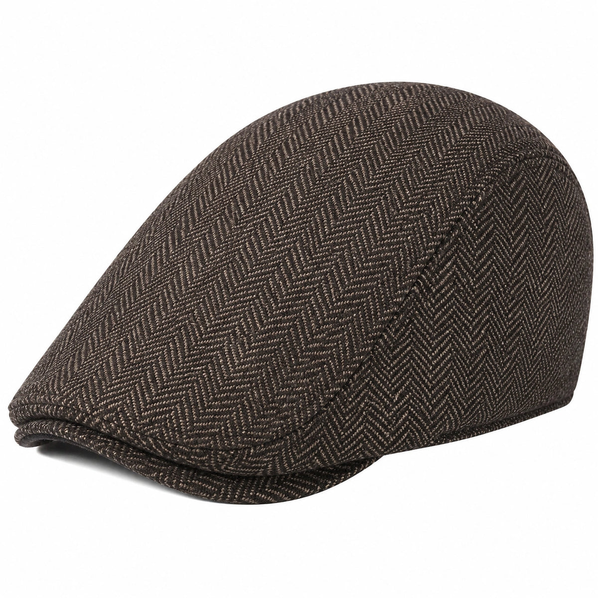 Casquette plate taille unique en tissu marron à chevrons style classique
