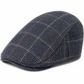 Casquette plate taille unique en tissu bleu marine à carreaux style classique
