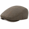 Casquette plate taille unique en tissu brun gris à motif chevrons style classique