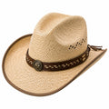 Chapeau cowboy taille unique en fibres végétales beige style western