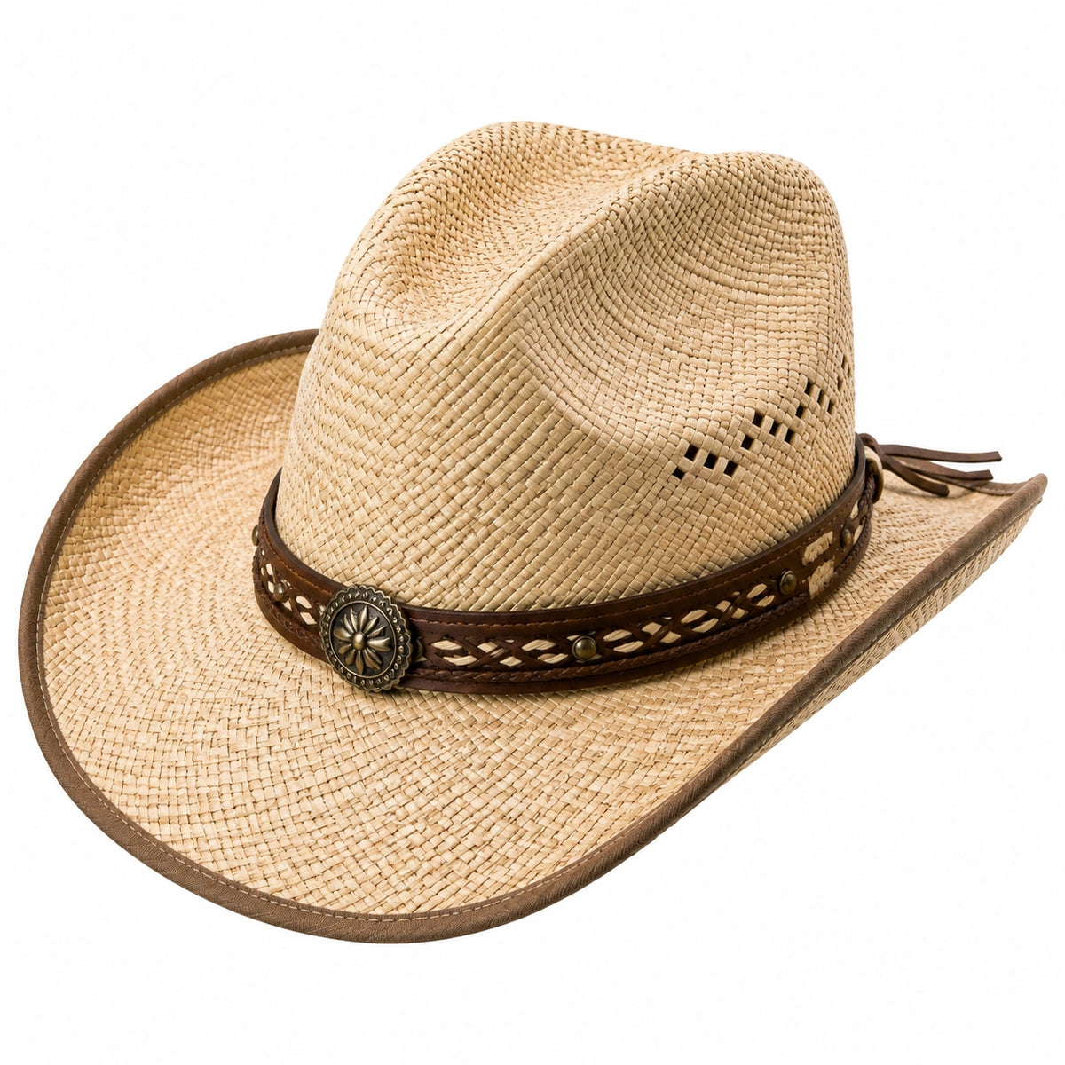 Chapeau cowboy taille unique en fibres végétales beige style western