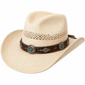 Chapeau cowboy taille unique en paille beige avec bandeau marron style western