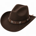 Chapeau de cowboy taille unique textile brun à bord incurvé
