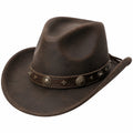 Chapeau cowboy taille unique brun aspect cuir réglable